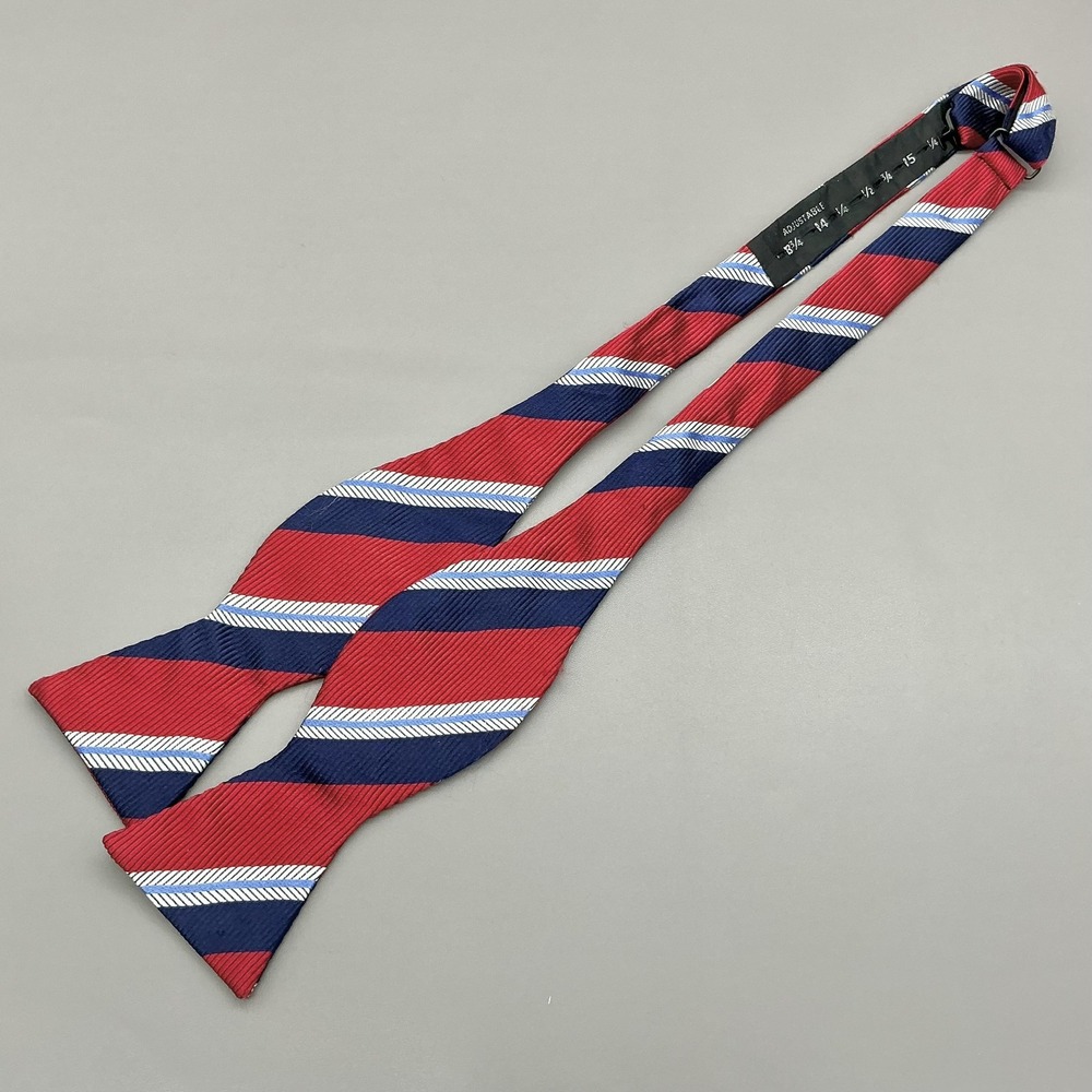 Brooks Brothers Bow Tie Mens One Size Red Silk Striped Self Tie Adjustable